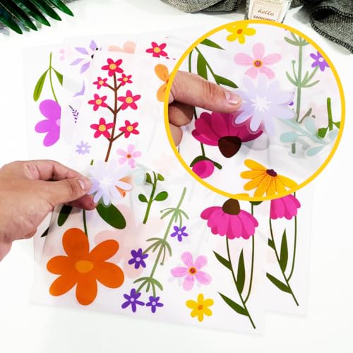 CharmFlo Wild Flower Wall Decals - Peel and Stick Removable Floral Wall Stickers for Nursery, Bedroom, Living Room Decor (8 Sheets 102 Pcs Wildflower Mural Art, Garden Theme) - Image 4