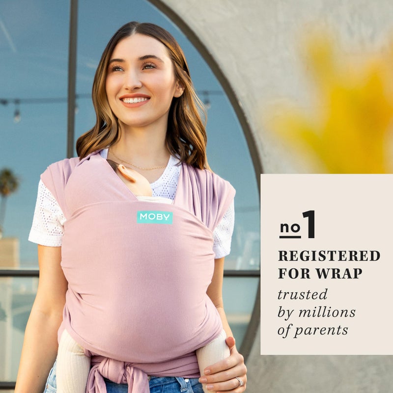 Moby Baby Wrap Carrier Classic for Newborns to Toddlers (8-33lbs), Infant Sling Carrier, Lightweight & Hands Free Design, Adjustable for All Body Types (Dusty Rose) - Image 2