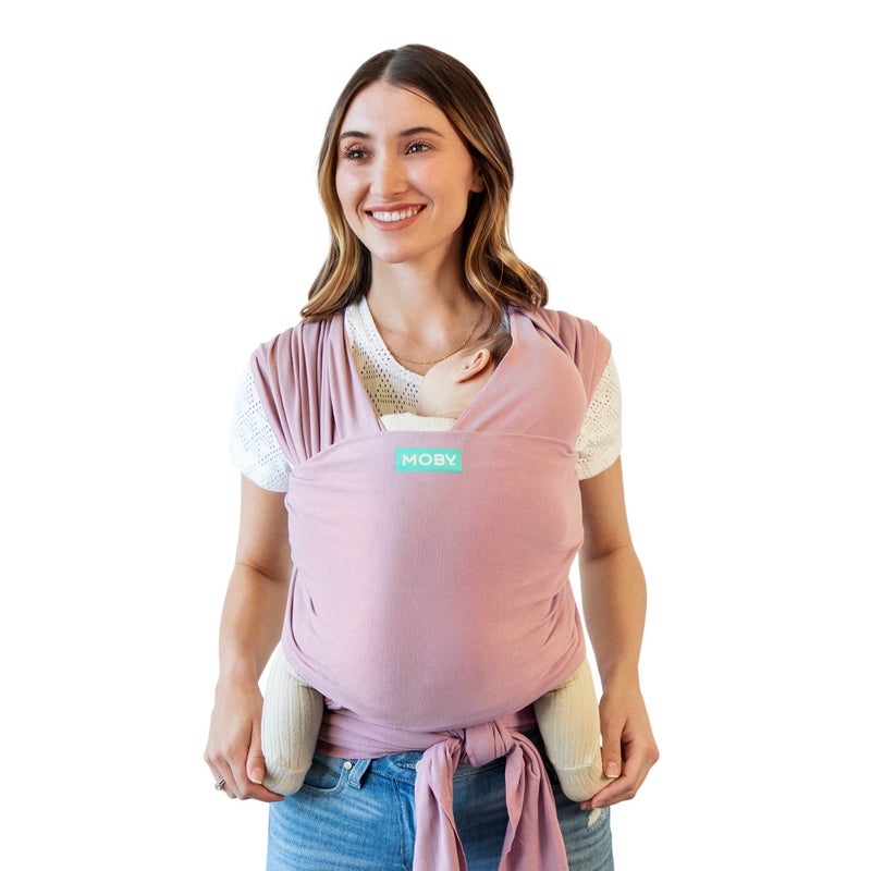 Moby Baby Wrap Carrier Classic for Newborns to Toddlers (8-33lbs), Infant Sling Carrier, Lightweight & Hands Free Design, Adjustable for All Body Types (Dusty Rose) - Image 1