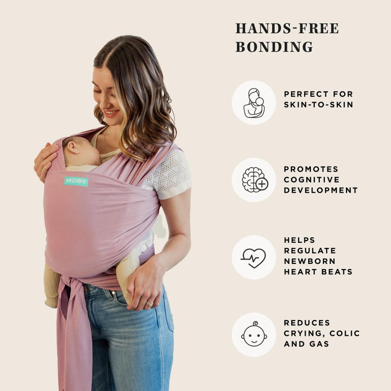 Moby Baby Wrap Carrier Classic for Newborns to Toddlers (8-33lbs), Infant Sling Carrier, Lightweight & Hands Free Design, Adjustable for All Body Types (Dusty Rose) - Image 5