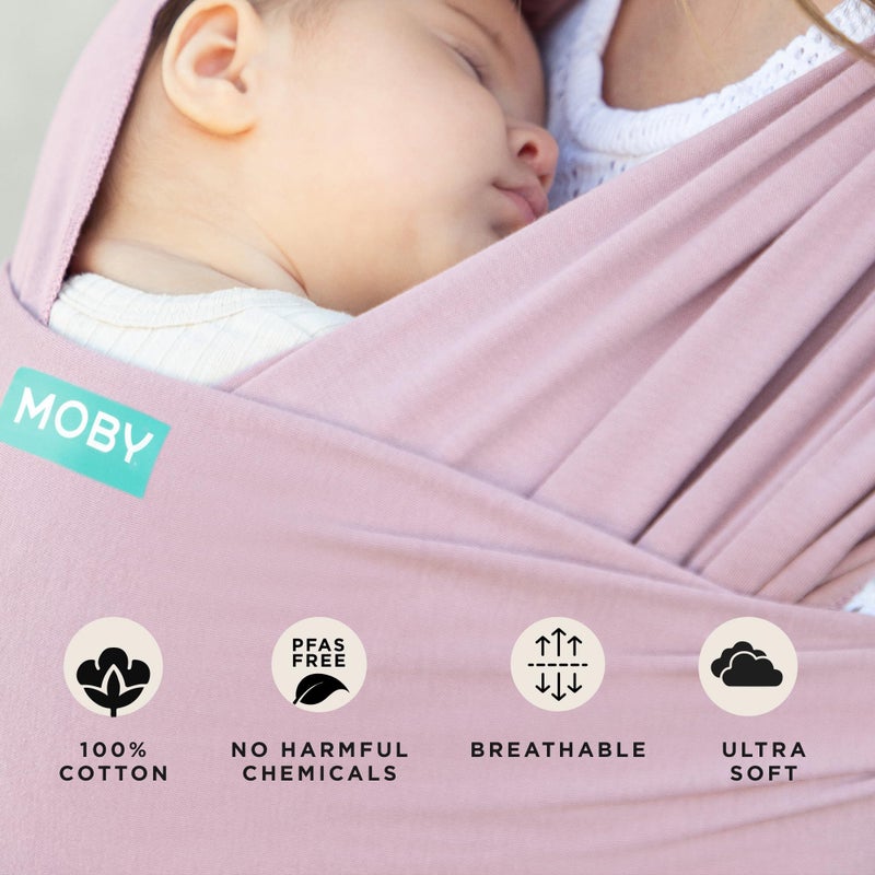 Moby Baby Wrap Carrier Classic for Newborns to Toddlers (8-33lbs), Infant Sling Carrier, Lightweight & Hands Free Design, Adjustable for All Body Types (Dusty Rose) - Image 4
