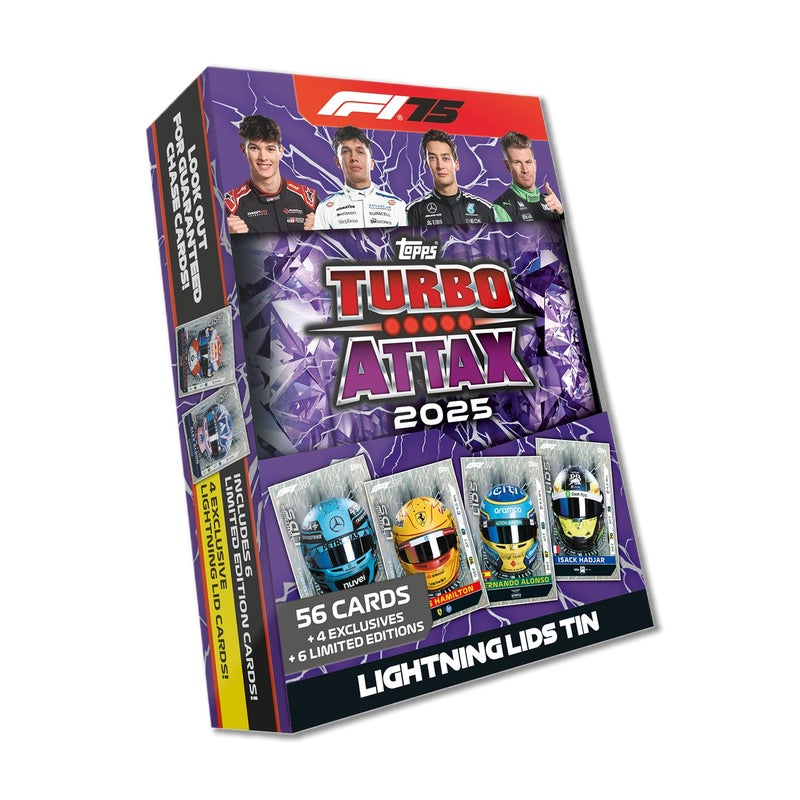 Topps توبس تيربو أتاكس فورمولا 1 2025 علبة ميجا عشوائية تحتوي على 66 بطاقة بما في ذلك 6 بطاقات محدودة و4 بطاقات حصرية - Image 2