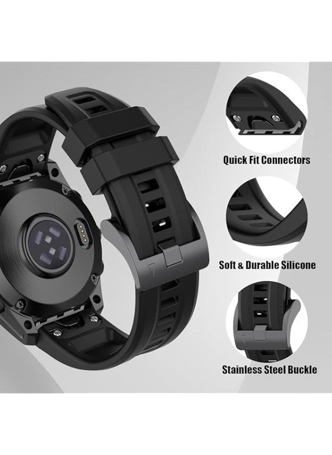 XMUXI Compatible with Garmin Fenix 7 Pro Watch Band, Silicone Sport Strap for Fenix 7 | Fenix 6/6 Pro | Fenix 5/5 Plus | Approach S60 S62 | Forerunner 945 | Quatix 6 (Not Included Watch) (#7)