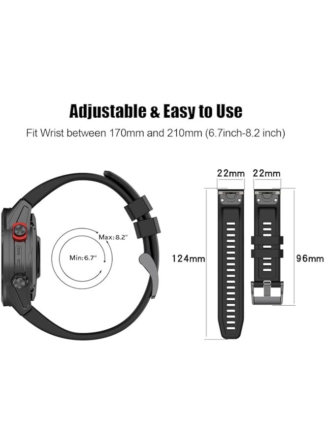 XMUXI Compatible with Garmin Fenix 7 Pro Watch Band, Silicone Sport Strap for Fenix 7 | Fenix 6/6 Pro | Fenix 5/5 Plus | Approach S60 S62 | Forerunner 945 | Quatix 6 (Not Included Watch) (#7)