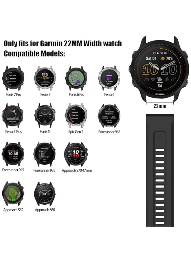 XMUXI Compatible with Garmin Fenix 7 Pro Watch Band, Silicone Sport Strap for Fenix 7 | Fenix 6/6 Pro | Fenix 5/5 Plus | Approach S60 S62 | Forerunner 945 | Quatix 6 (Not Included Watch) (#7)
