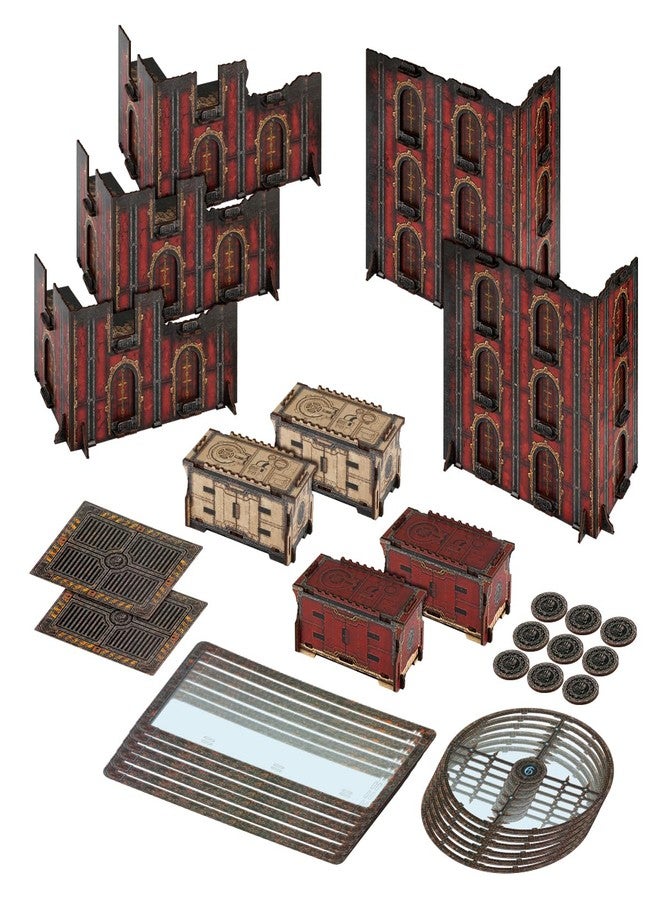 Jucoci Battlezone Creation Kit - 9-Piece Tabletop Terrain Set for Wargames, Compatible with WH40K (Red) - Image 1