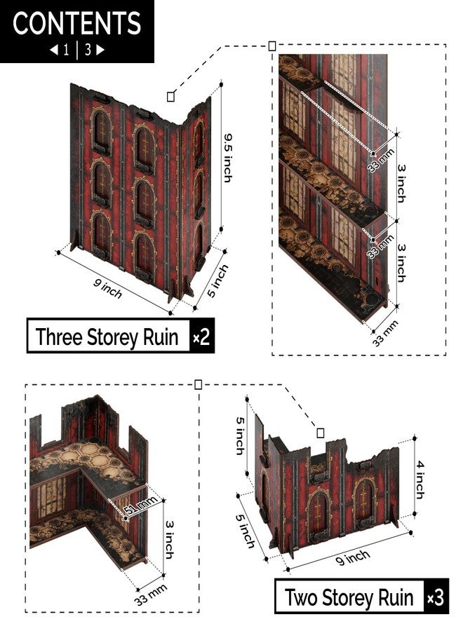 Jucoci Battlezone Creation Kit - 9-Piece Tabletop Terrain Set for Wargames, Compatible with WH40K (Red) - Image 2