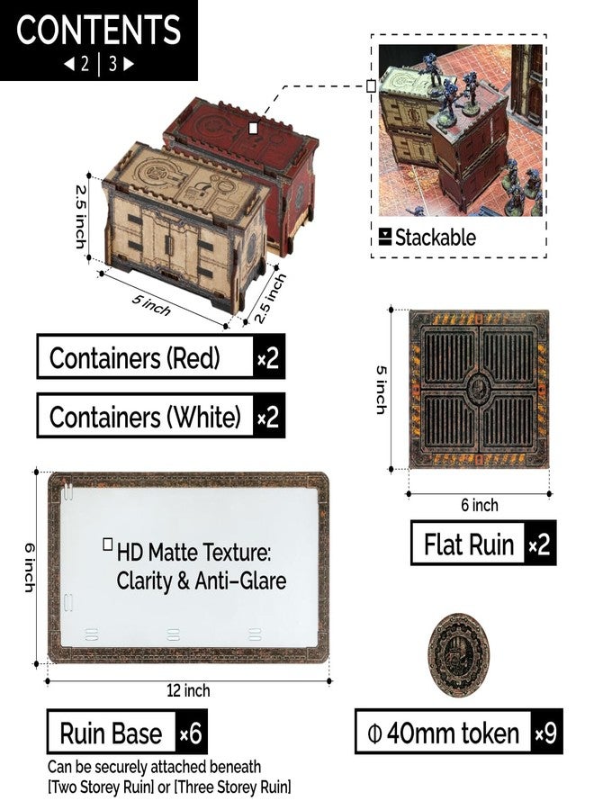 Jucoci Battlezone Creation Kit - 9-Piece Tabletop Terrain Set for Wargames, Compatible with WH40K (Red) - Image 3