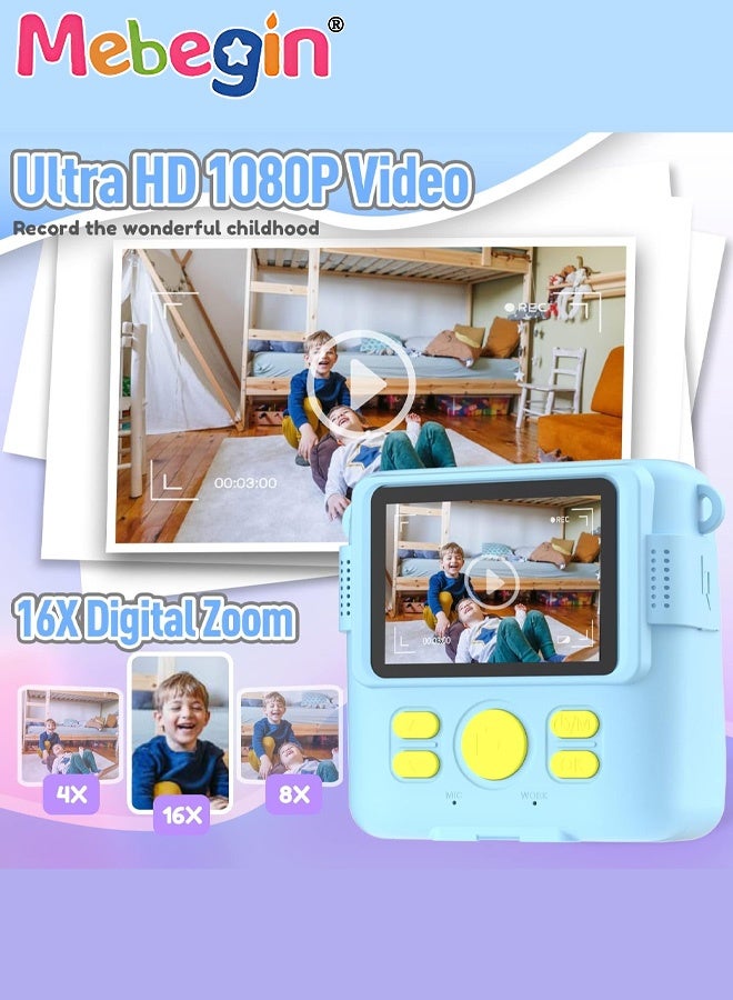 MEBEGIN Kids Toy Camera, 1080P HD Instant Camera with 32G SD Card, 3 Volumes of Printing Paper, 5 Coloured Pens and Lanyard, Portable Selfie Camera with Video Recording Function and Flash, Ideal Gift for Kids - Image 4