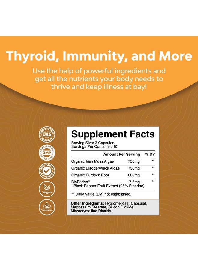 Natures Craft Organic Irish Sea Moss Capsules Sea Moss And Bladderwrack Capsules With Burdock Root Superfood Blend For Immune Support Heart Health Fertility Joint Health And Thyroid Support For Women And Men - Image 3