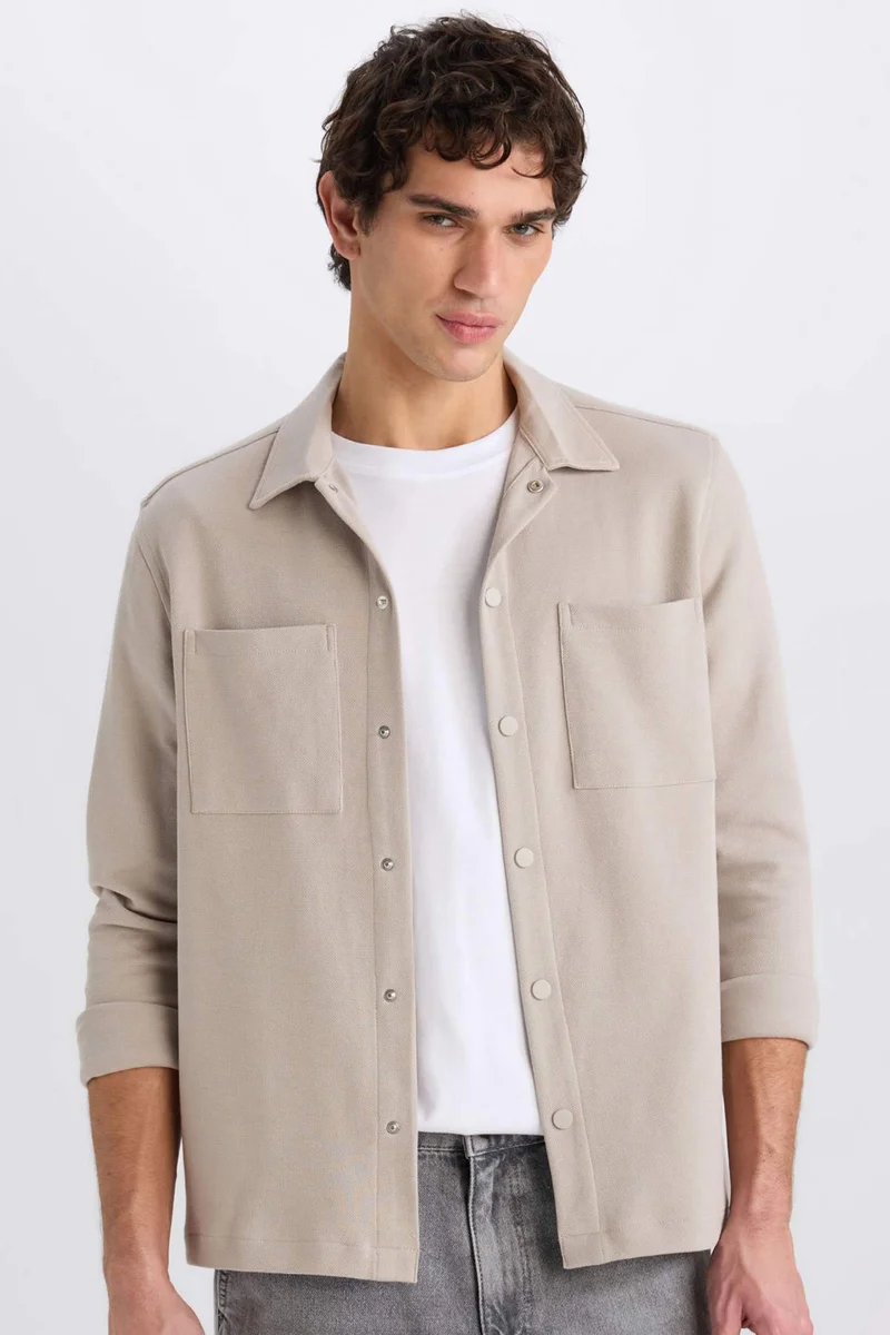 ديفاكتو Regular Fit Basic Long Sleeve Shirt