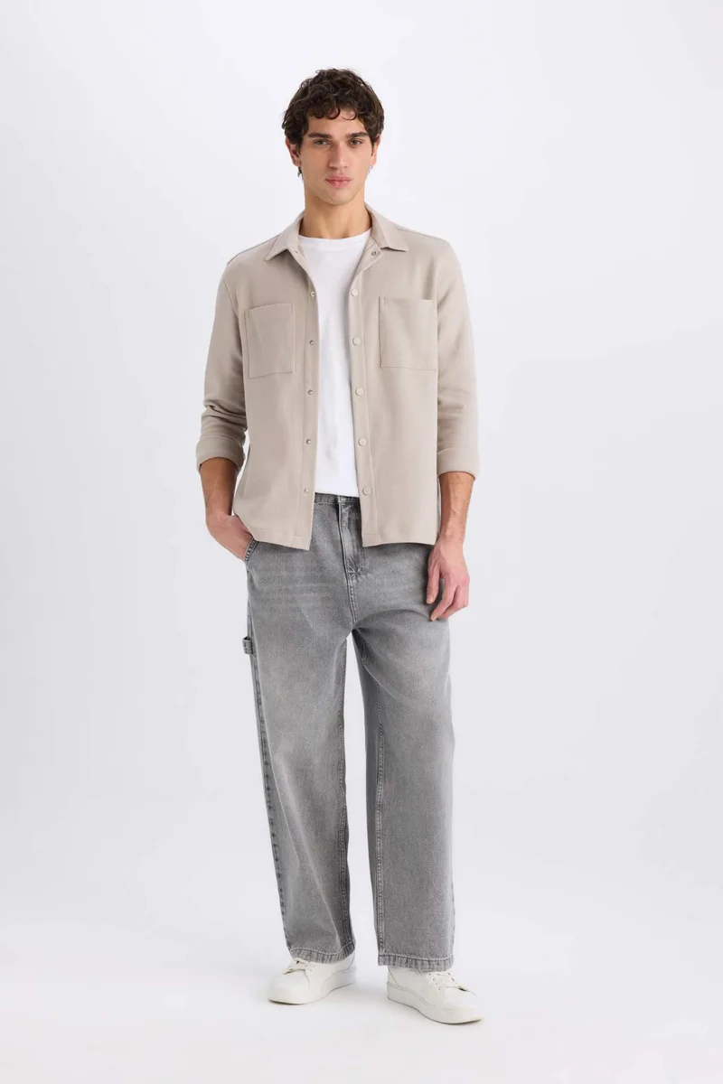 ديفاكتو Regular Fit Basic Long Sleeve Shirt
