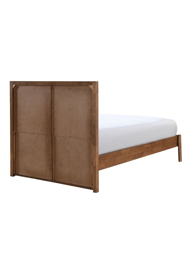 DANUBE HOME Derby Daisy 120X200 Solid Wood Single Bed With Upholstered Headboard Modern Design Wooden Single Bed Frame Furniture| Comfortable Bed (Mattress Not Included) L209Xw143Xh120Cm-Brown+Beige  - Image 4