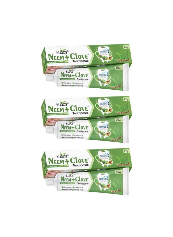 Kudos - KUDOS Ayureveda Neem Clove Toothpaste I Prevents cavities,Bad Breath,tooth decay I Help Fights germ,Anti Bacterial GumProtection Daily Use Toothpaste(Pack of 2) - Image 1