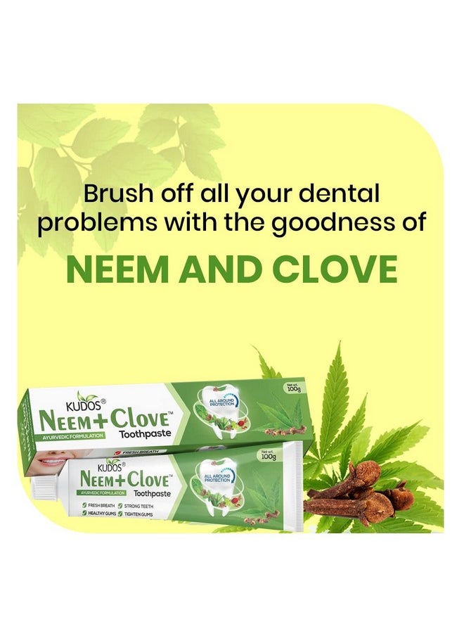 Kudos - KUDOS Ayureveda Neem Clove Toothpaste I Prevents cavities,Bad Breath,tooth decay I Help Fights germ,Anti Bacterial GumProtection Daily Use Toothpaste(Pack of 2) - Image 1