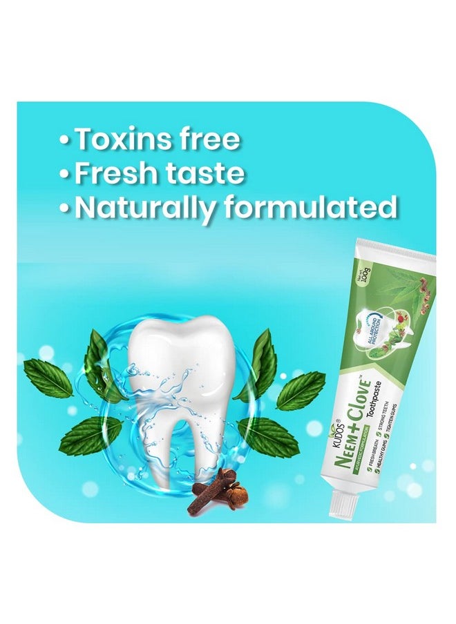 Kudos - KUDOS Ayureveda Neem Clove Toothpaste I Prevents cavities,Bad Breath,tooth decay I Help Fights germ,Anti Bacterial GumProtection Daily Use Toothpaste(Pack of 2) - Image 1