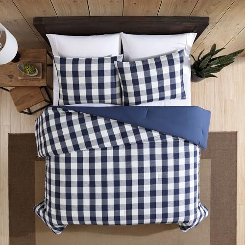 Eddie Bauer - King Duvet Cover Set, Reversible Cotton Bedding with Matching Shams, Stylish Plaid Bedding Set (Lakehouse Blue, King) - Image 2