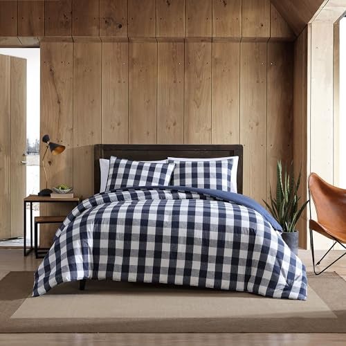 Eddie Bauer - King Duvet Cover Set, Reversible Cotton Bedding with Matching Shams, Stylish Plaid Bedding Set (Lakehouse Blue, King) - Image 1