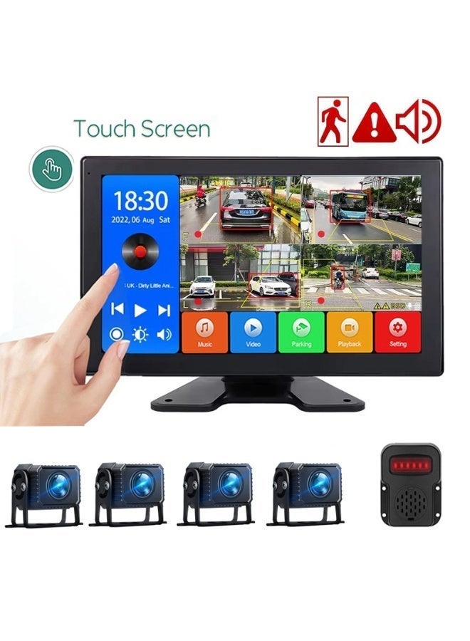 10.1 inch 4 channel 1080P Dash Camera with BSD Sound & Light Alarm for Trucks Bus Dashcam - Image 1