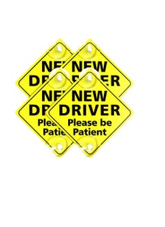New Driver Please Be Patient Car Window Signs with Suction Cups 4Pc