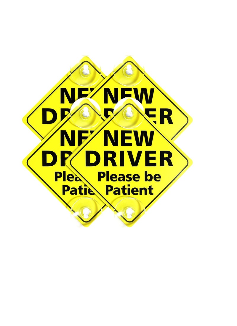 Generic - New Driver Please Be Patient Car Window Signs with Suction Cups 4Pc - Image 1