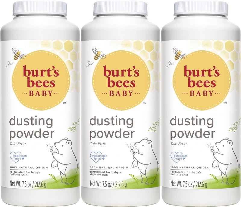 Burt's Bees Baby Powder, Hypoallergenic Dusting Powder, Non-Irritating, Calming Skin Care, All Natural, Talc Free,7.5 Ounce (Pack of 3) - Image 1