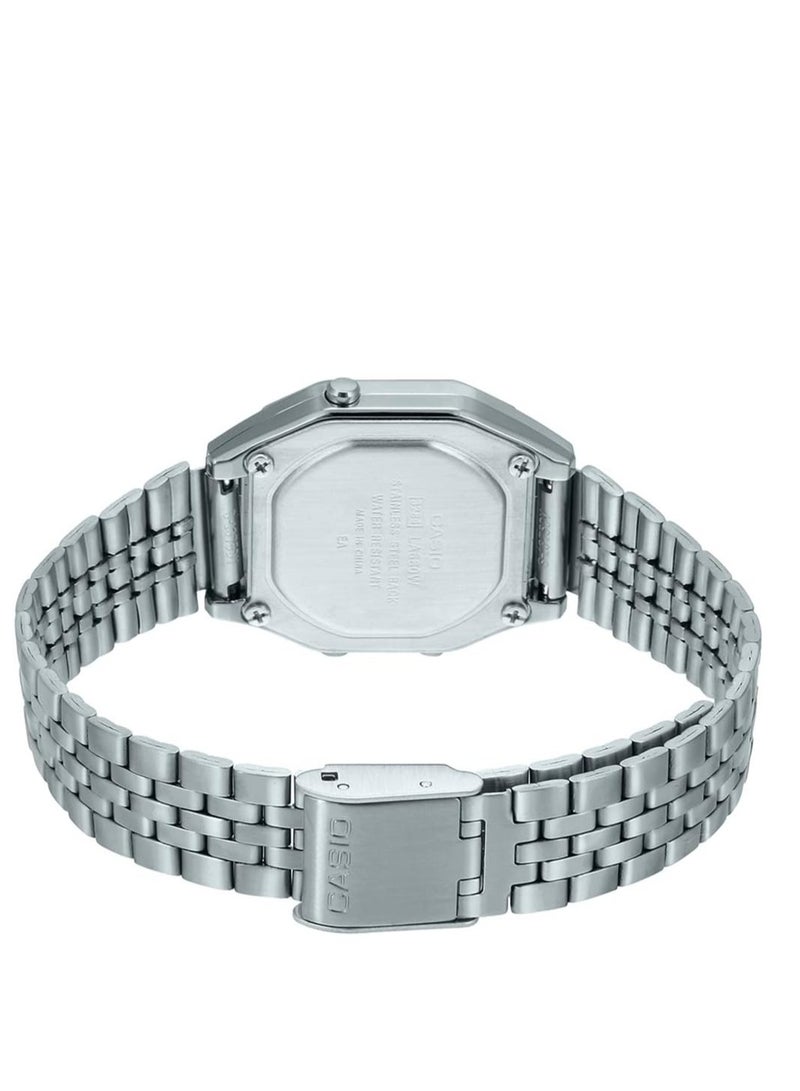 كاسيو ساعة رقمية للسيدات ستانلس ستيل LA680WA-2CDF - 29 ملم - فضي - Image 4