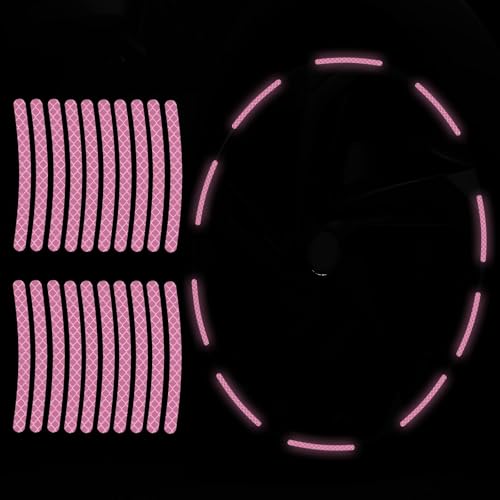 Maicican 20PCS Car Wheel Reflective Decorative StripNight Safety Warning StickersCarsMotorcyclesBicycles are Applicable Colorful and Diverse a Street the Most Beautiful Car Light Pink - Image 1