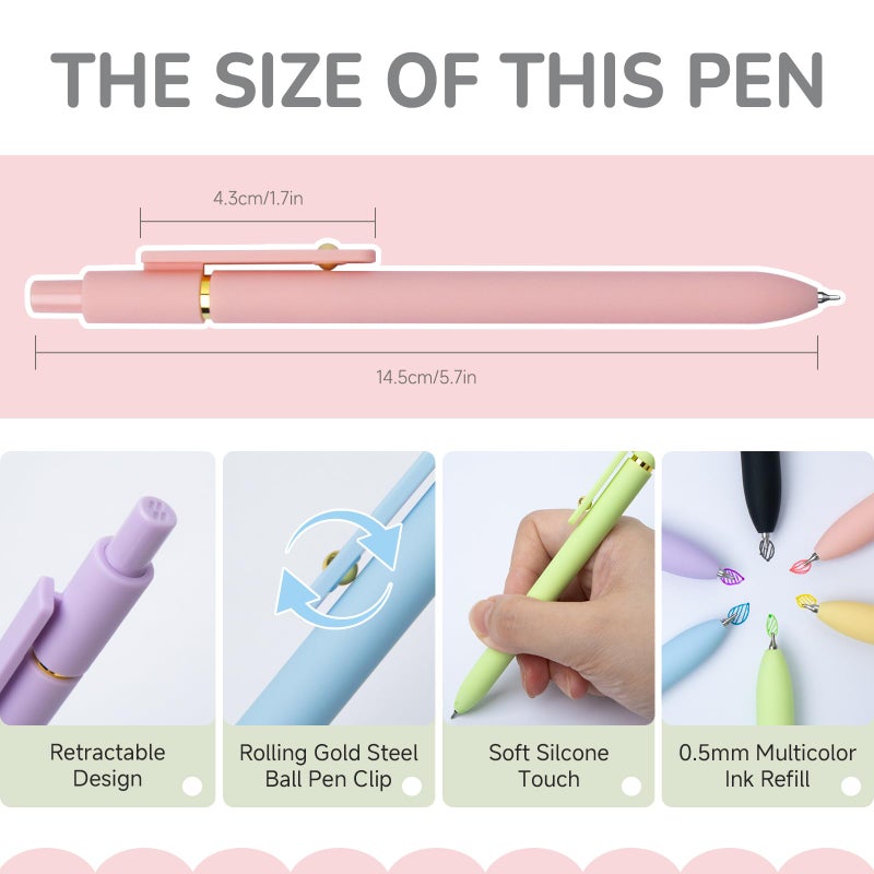 YOXMJDB 6 Pcs Color Pens for Journaling 0.5mm Fine Point Colored Gel Ink Pen, Smooth Writing Colorful Pens for Note Taking, Gift Set for Women & Men (6 Pcs Vibrant Gold) - Image 3