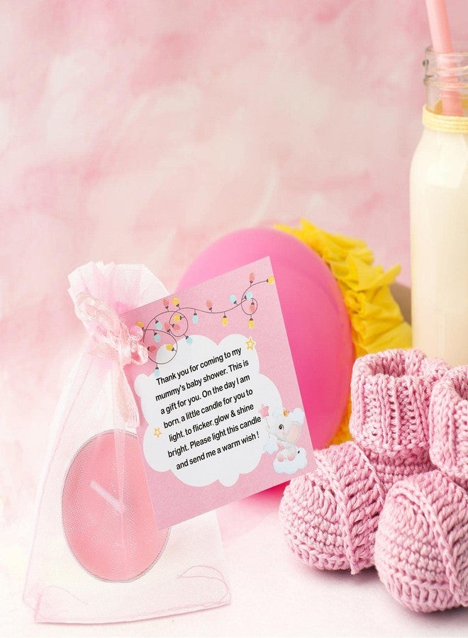 Sosation 50 Sets Baby Shower Candle Favors for Guests 50 Pcs Tea Light Candles 50 Thank Tags and 50 Return Gift Bags for Baby Shower Candles Gender Reveal Party Favors(Pink) - Image 3