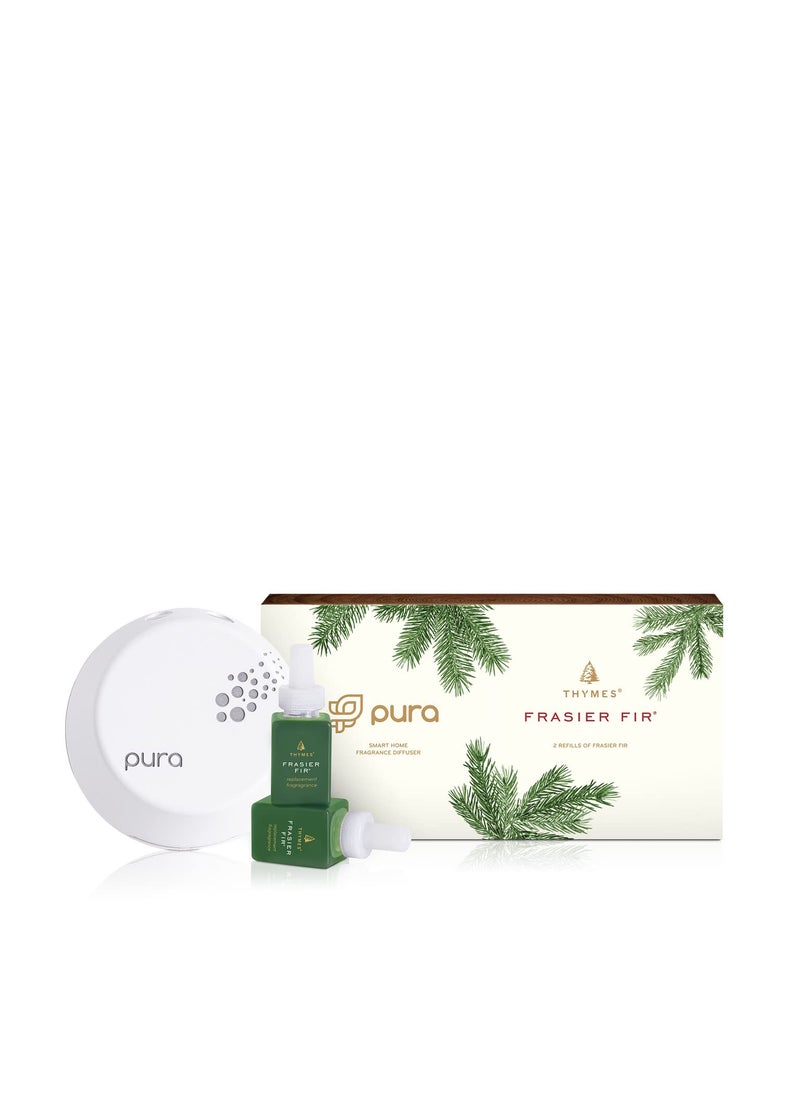 Thymes Thymes Pura Smart Home Plug-in Diffuser Kit - Pura Diffuser Refills with a Fresh Home Fragrance (V3 Pura Device + 2 Frasier Fir Refills)  - Image 1