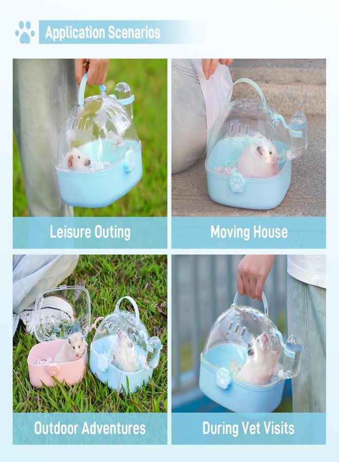 BUCATSTATE Small Animal Carrier Cage with Water Bottle, Portable Hamster Travel Carrier Carry Case 7.24" L*6.69 W *6.42" H for Small Pets, Gerbils, Mice, Dwarf Hamster (Blue) - Image 4