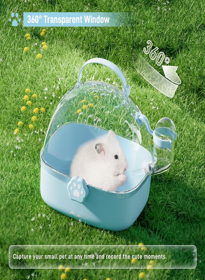 BUCATSTATE Small Animal Carrier Cage with Water Bottle, Portable Hamster Travel Carrier Carry Case 7.24" L*6.69 W *6.42" H for Small Pets, Gerbils, Mice, Dwarf Hamster (Blue) - Image 5