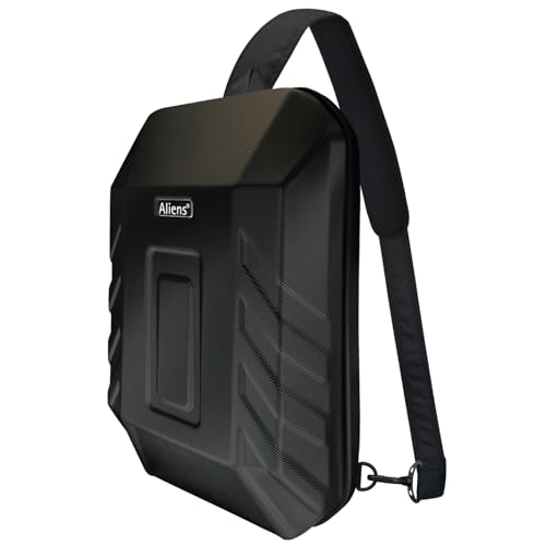 Aliens ABS Hard Shell Sling Bag | 180° Open Crossbody & One Side Shoulder Bag for Mens & Women, Office, Travel & Everyday Mini Backpack for iPad, Tablet, Smartphone,Charger,Headphone,HDD,Camera–Black - Image 1