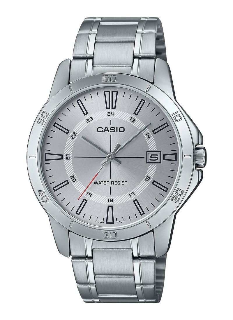 CASIO - Men's Quartz Analog White Dial Stainless Steel Watch MTP-V004D-7CUDF - Image 1