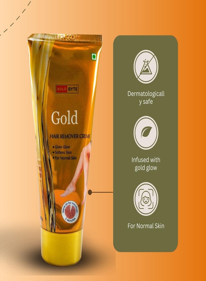 Bold Byte كريم بولد بايت لإزالة الشعر للنساء - كريم لإزالة الشعر - مزيل شعر غير مؤلم للنساء، تركيبة ناعمة ولطيفة للساقين والذراعين والإبطين ومنطقة البكيني | للبشرة العادية | 240 غرام (ذهبي) - Image 4