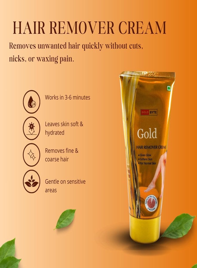 Bold Byte كريم بولد بايت لإزالة الشعر للنساء - كريم لإزالة الشعر - مزيل شعر غير مؤلم للنساء، تركيبة ناعمة ولطيفة للساقين والذراعين والإبطين ومنطقة البكيني | للبشرة العادية | 240 غرام (ذهبي) - Image 3