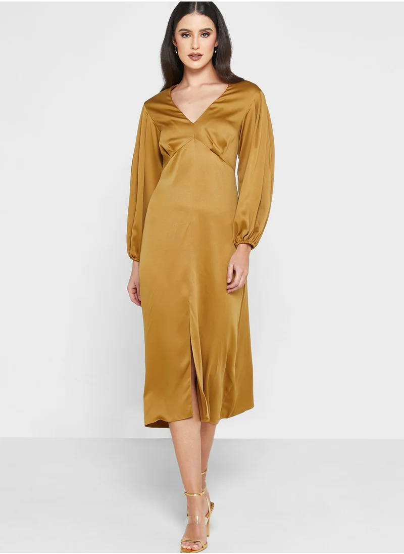 Closet London Front Slit Puff Sleeve Dress