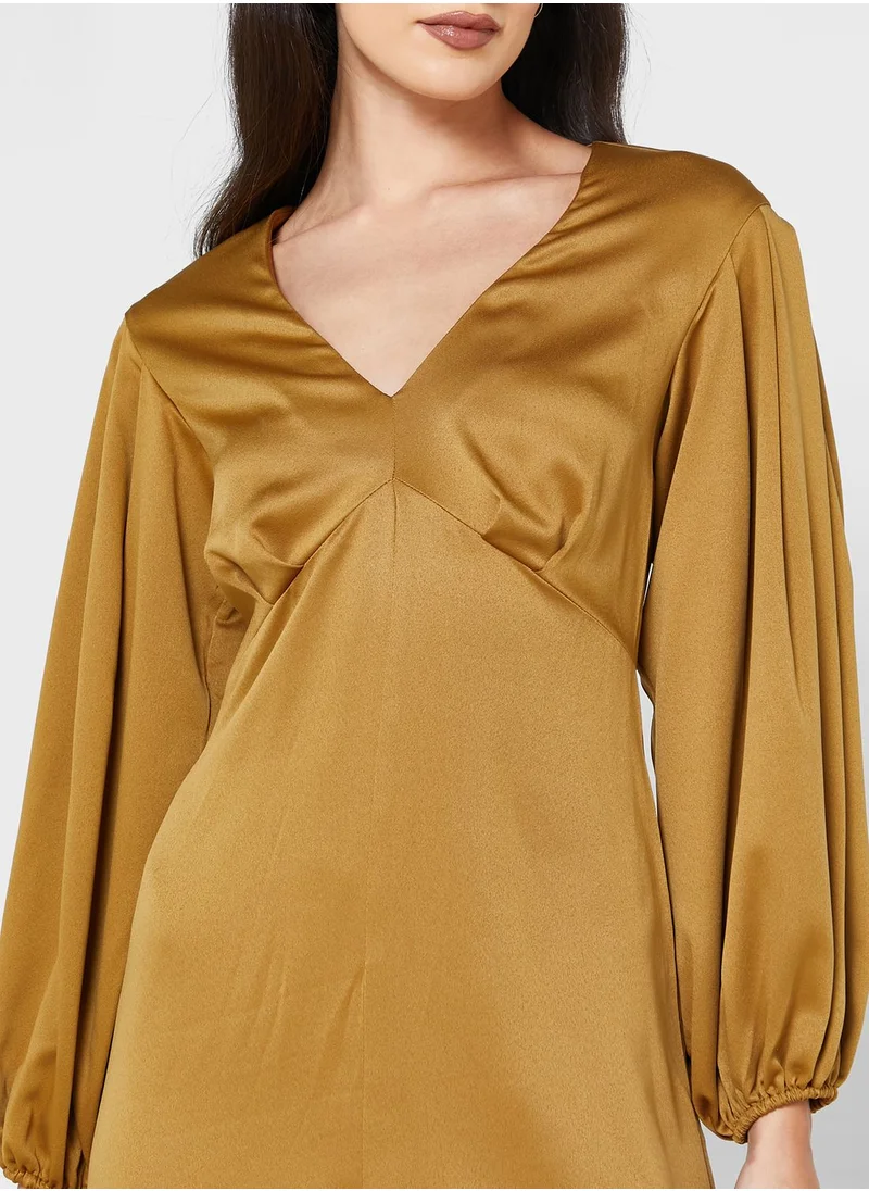 Closet London Front Slit Puff Sleeve Dress