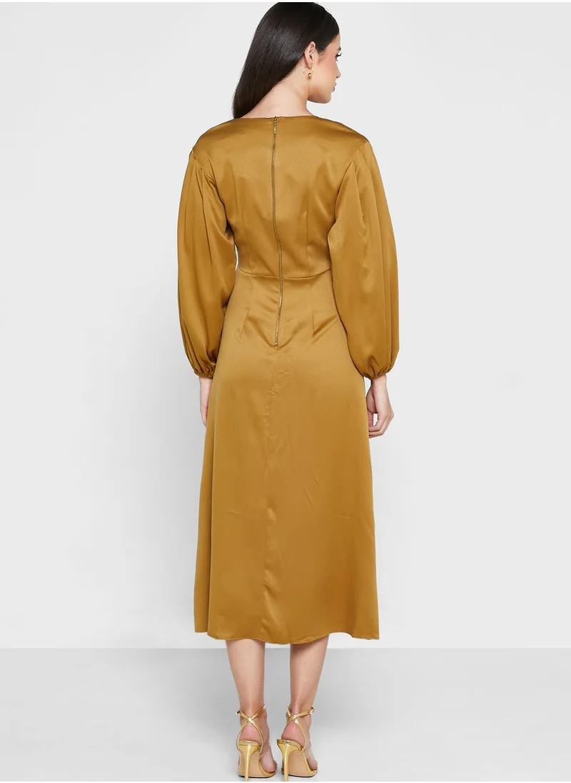 Closet London Front Slit Puff Sleeve Dress