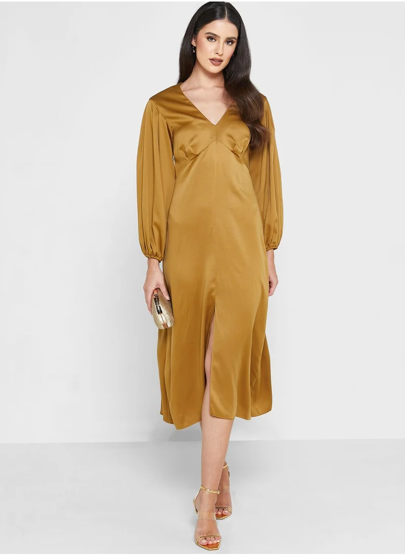 Closet London Front Slit Puff Sleeve Dress