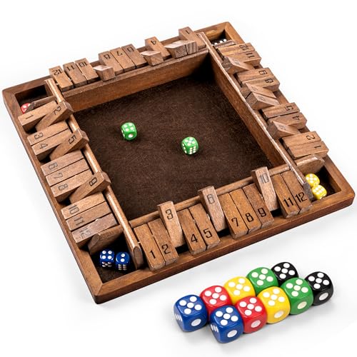 ropoda Shut The Box Game Upgraded 12 Numbers Wooden Board Games for Adult and Kids Shut The Box Dice Game Addition Training Fun for Family Game NightVintage Style - Image 1