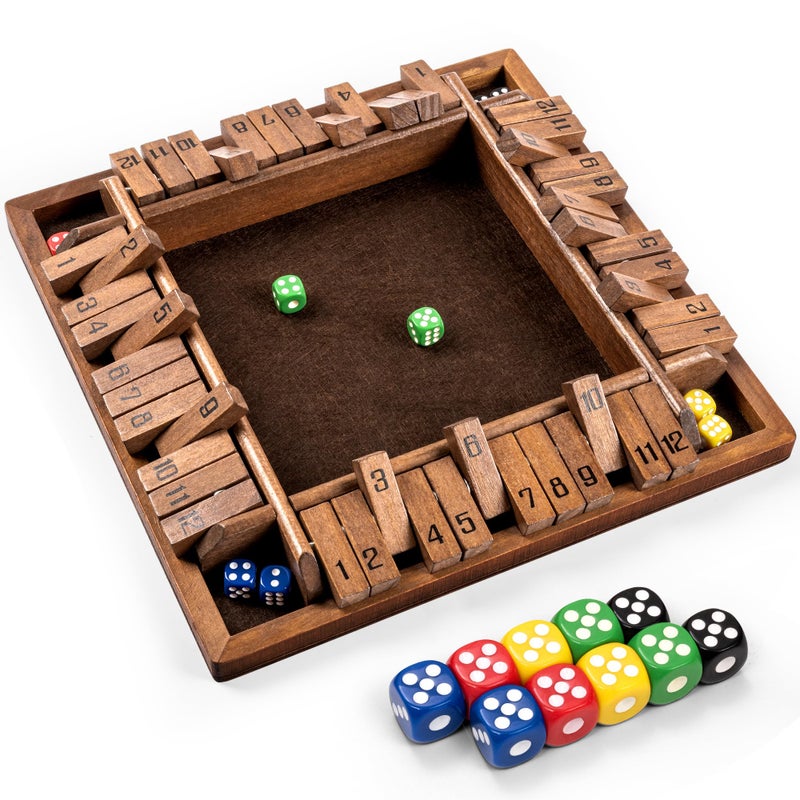 ropoda Shut The Box Game Upgraded 12 Numbers Wooden Board Games for Adult and Kids Shut The Box Dice Game Addition Training Fun for Family Game NightVintage Style - Image 2