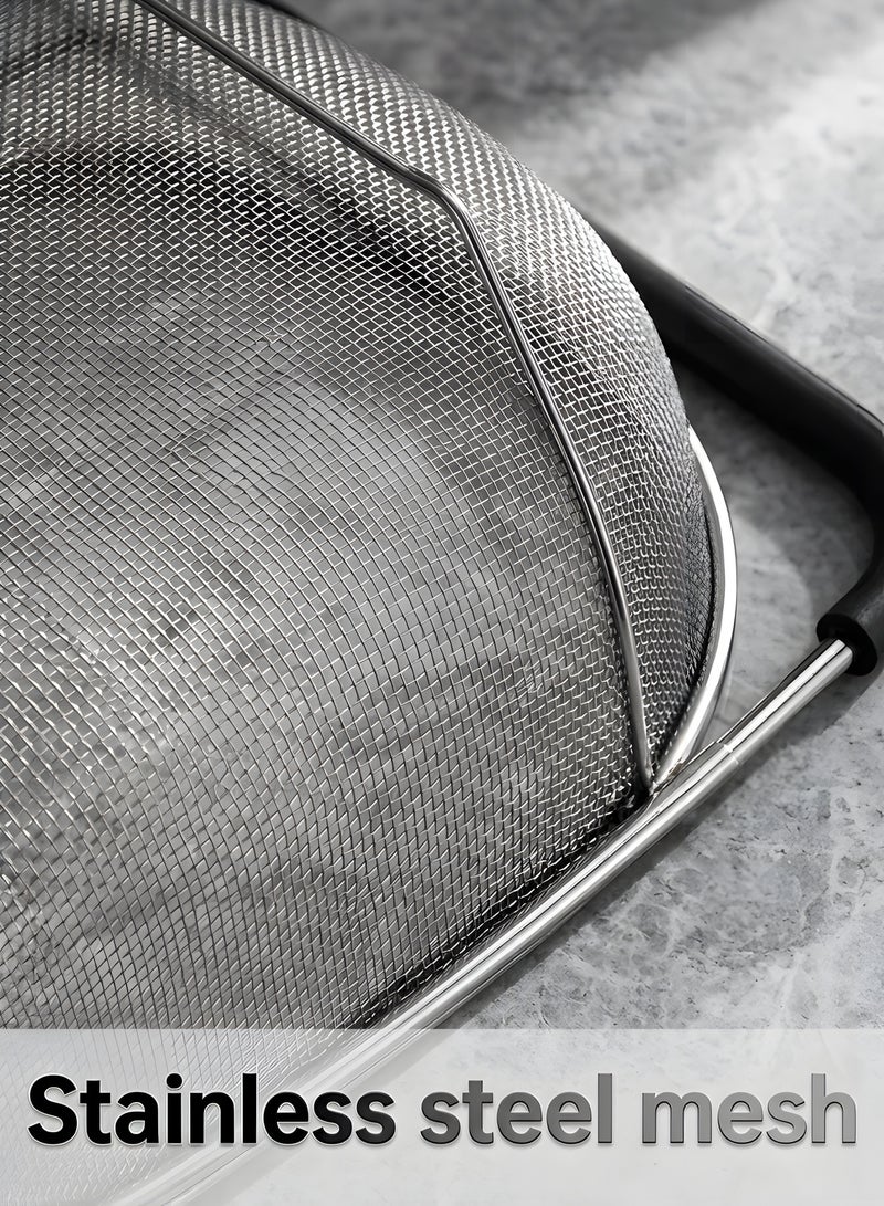 بيوينتي سلة تصفية من الفولاذ المقاوم للصدأ فوق حوض الغسيل، سلة تصفية، سلة حوض الغسيل، حوض مع قبضة مطاطية، شبكة دقيقة، أدوات مطبخ كبيرة، سلة تصفية أدوات مطبخ منزلية أساسية. - Image 5