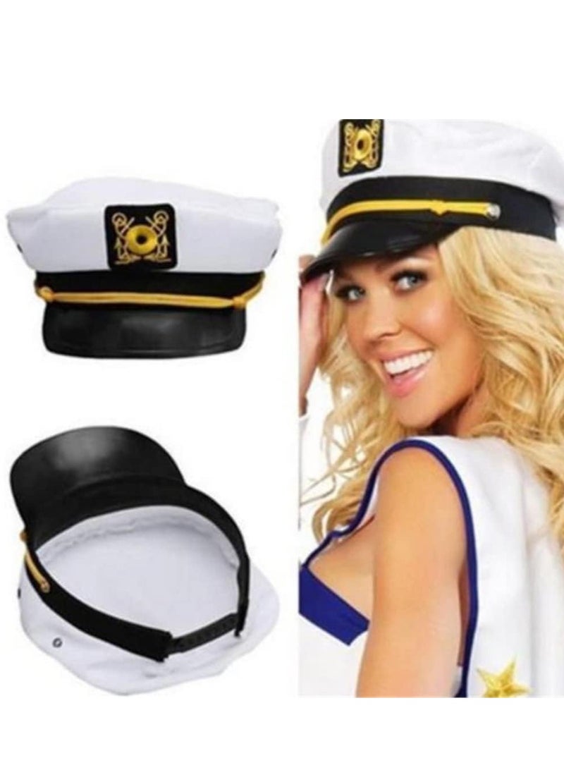 SYOSI Sail Hats Navy Sailor Hat Aviator Sunglasses with Anchor Design Necklace Brooch for Costume Accessories Set Dressing Up Party Adult Halloween Fraternity Decoration Sorority Yacht Captain Cap - Image 2