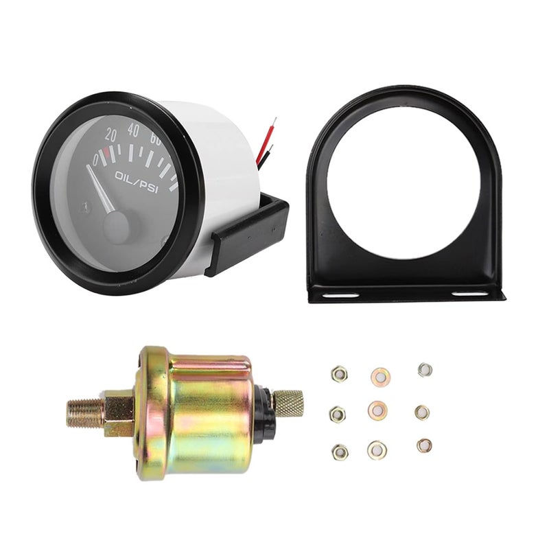 Suuonee 52mm Oil Pressure Gauge Universal 12V Car Compatible Electromagnetic Oil Pressure Indicator Auto Dashboard Meter for Modified Vehicles - Image 1