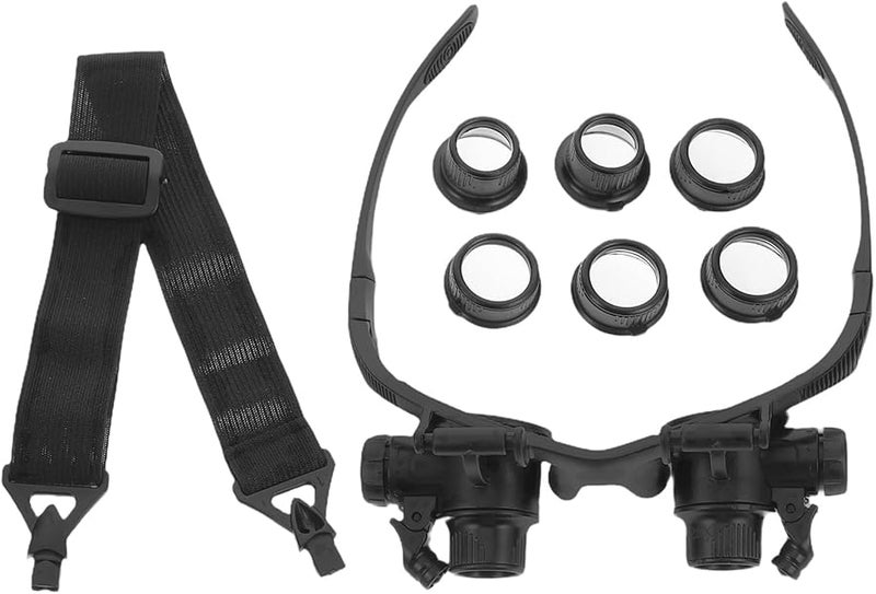 Adjustable Brightness Head Mounted Magnifying Glass 10x 15x 20x 25x Black for Repair - Image 1