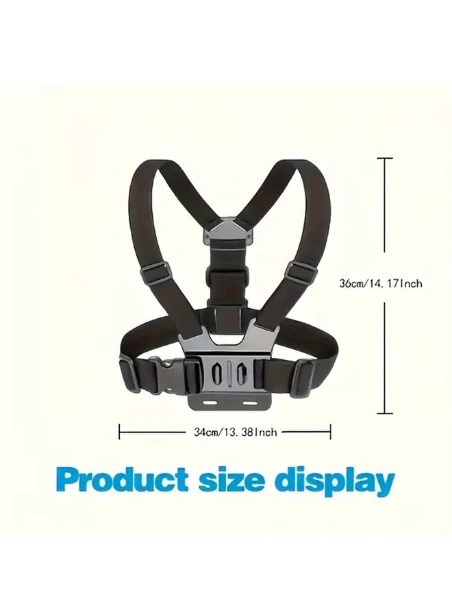 Black Adjustable Chest Strap with Quick Release Buckles Hands Free Camera Mount for Action Cam Smartphones - Image 3