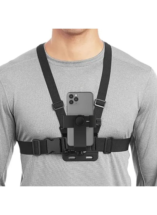 Black Adjustable Chest Strap with Quick Release Buckles Hands Free Camera Mount for Action Cam Smartphones - Image 4