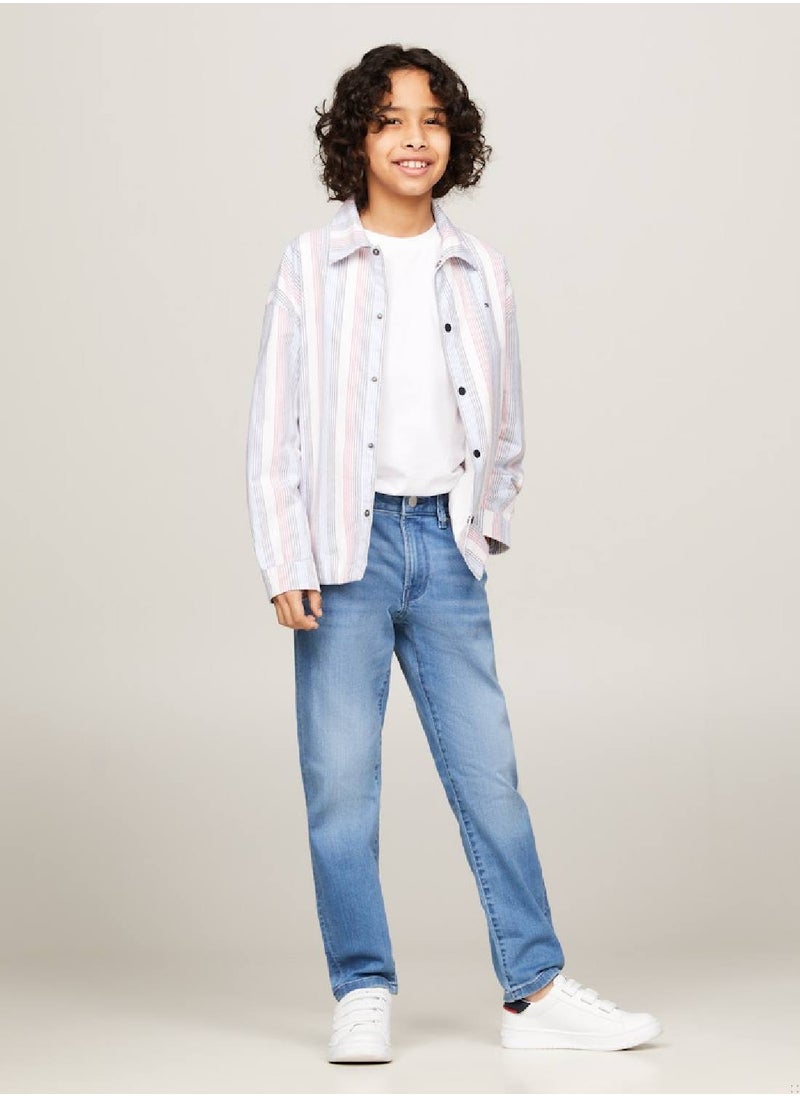 TOMMY HILFIGER - Boys' Modern Straight Leg Jeans -  Stretch cotton blend denim, Blue - Image 1